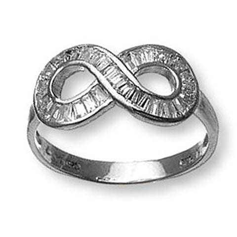 Infinity Ring with Baguette Cubic Zirconia Sterling Silver