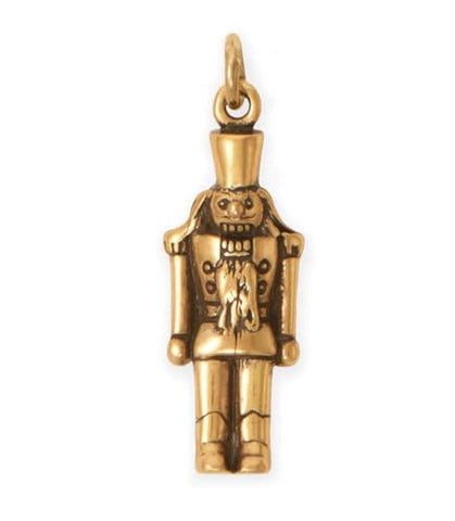 AzureBella Jewelry Nutcracker Charm Antiqued Gold-plated Sterling Silver