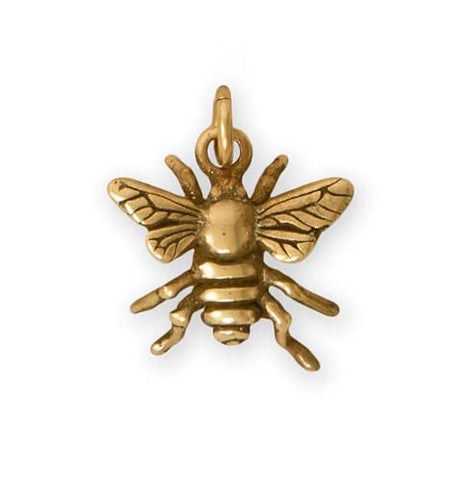AzureBella Jewelry Bumblebee Honey Bee Charm Gold-plated Sterling Silver
