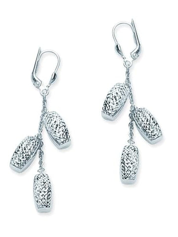 Rhodium on Sterling Silver Dangle EArrings Mosaic Nontarnish with Lever Back