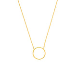 14k Yellow Gold Open Circle Necklace Adjustable Length