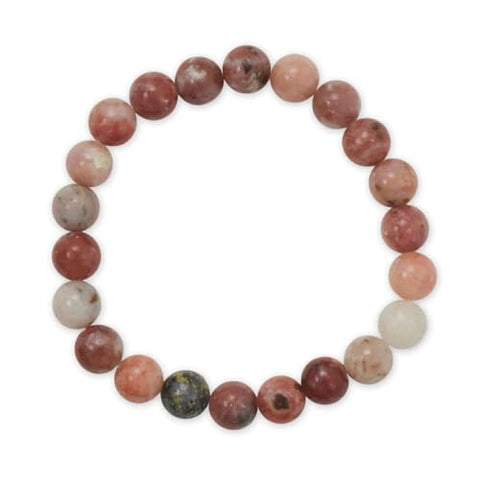 Plum Blossom Jade Beaded Stretch Bracelet with 8mm Stones