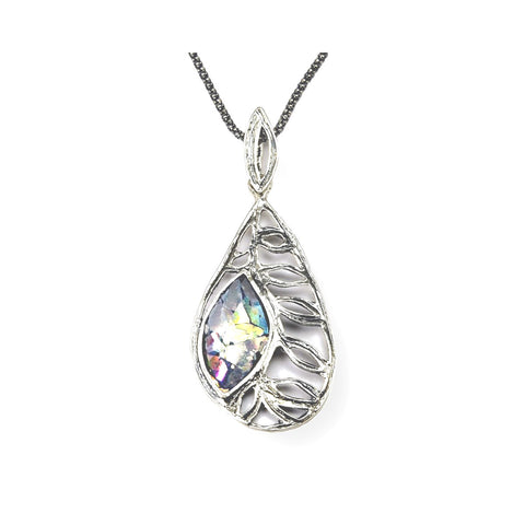 Ancient Roman Glass Necklace with Vine and Leaf Design Handmade Sterling Silver