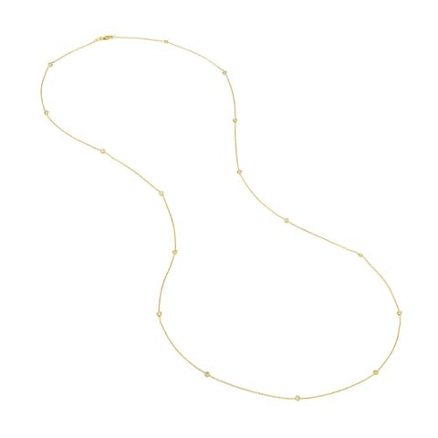 Long Station Necklace Gold-plated Sterling Silver Cubic Zirconia, 36-inch