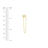 Front Back Chain Staple Bar Earrings 14k Yellow Gold