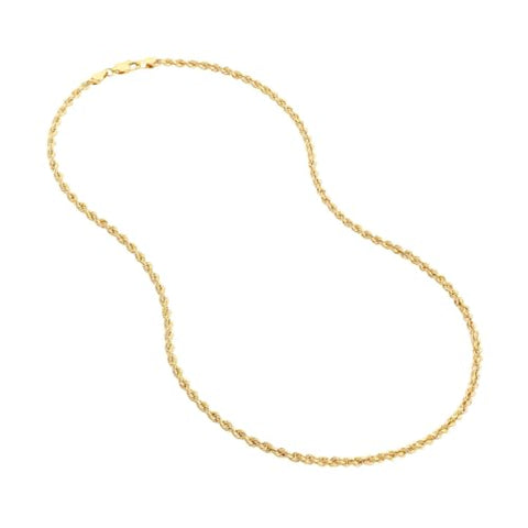 14k Yellow Gold Rope Chain for Men or Women 2.9mm, 18-inch