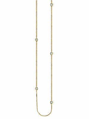 Long Necklace Gold-plated Sterling Silver Cubic Zirconia Station 36-inch