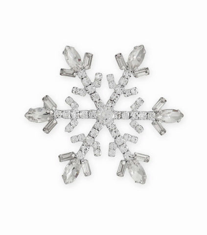 Sparkling Crystal Large Snowflake Pin Silver Tone