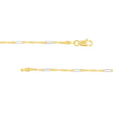 14k Gold Two-tone Singapore Flat Saturn Chain, 16-inch