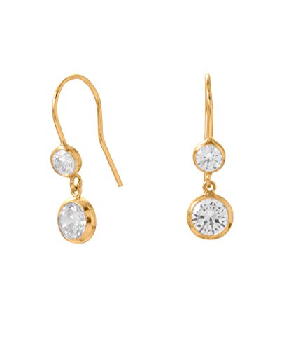 Gold-filled Sparkling Double Drop Dangle Cubic Zirconia Earrings