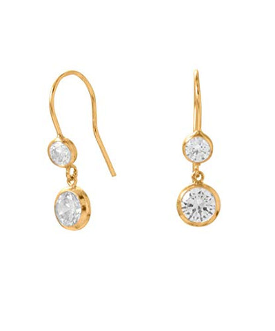 14k Gold-filled Sparkling Double Drop Dangle Cubic Zirconia Earrings