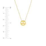 14k Yellow Gold Smiley Face Pendant Necklace with with Heart Eyes Emoji