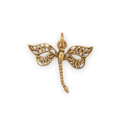 Dragonfly Charm Gold-plated Sterling Silver, Made in the USA