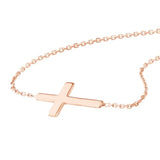 14k Rose Gold Sideways Cross Bracelet Adjustable Length
