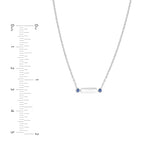 14k White Gold and Two Genuine Sapphire Stones Bar Necklace Adjustable Length