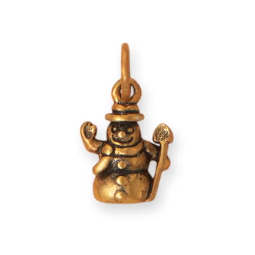 Waving Snowman Charm Gold-plated Sterling Silver