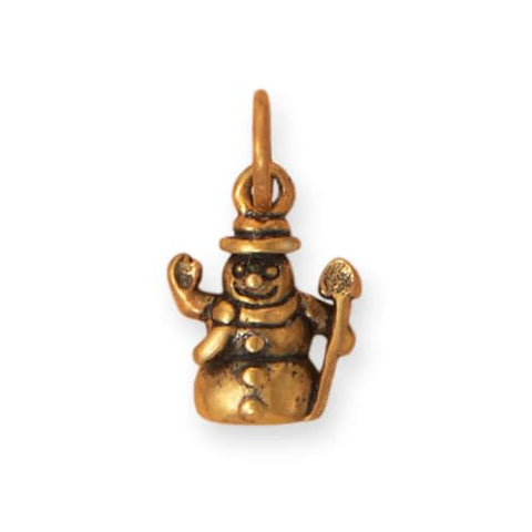 Waving Snowman Charm Gold-plated Sterling Silver