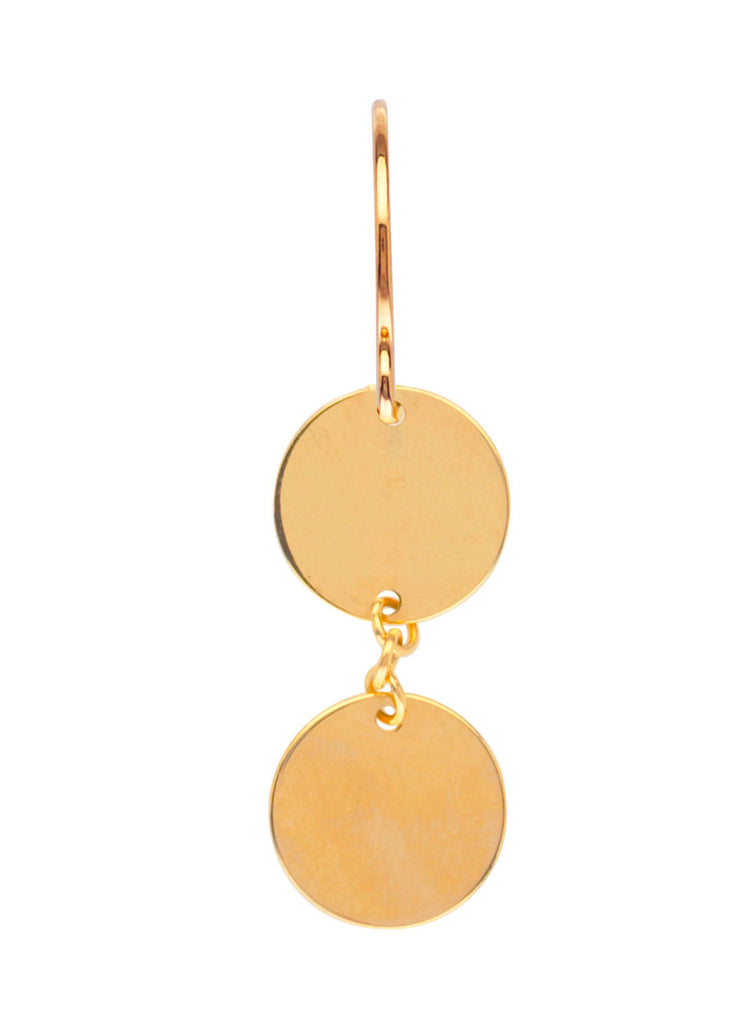 14k Yellow Gold Earrings with Circle Disk Drops (Single)