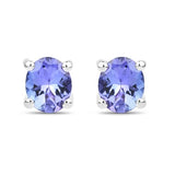 Genuine Tanzanite Stud Earrings Rhodium on Sterling Silver 1.66 CTW