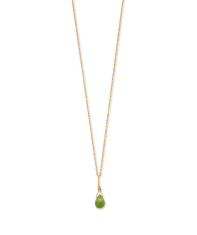 14k Yellow Gold Birthstone Necklace with Peridot - August