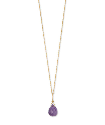 14k Yellow Gold Birthstone Necklace with Amethyst - February