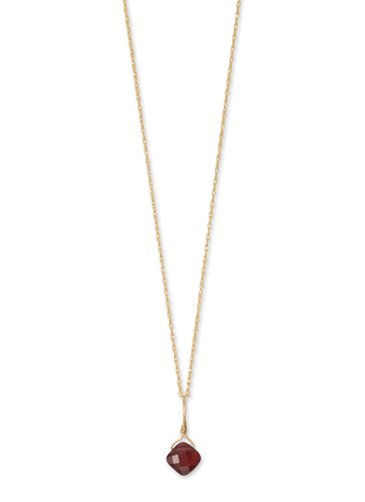 14k Yellow Gold Birthstone Necklace with Garnet - January