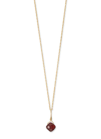 14k Yellow Gold Birthstone Necklace with Garnet - January