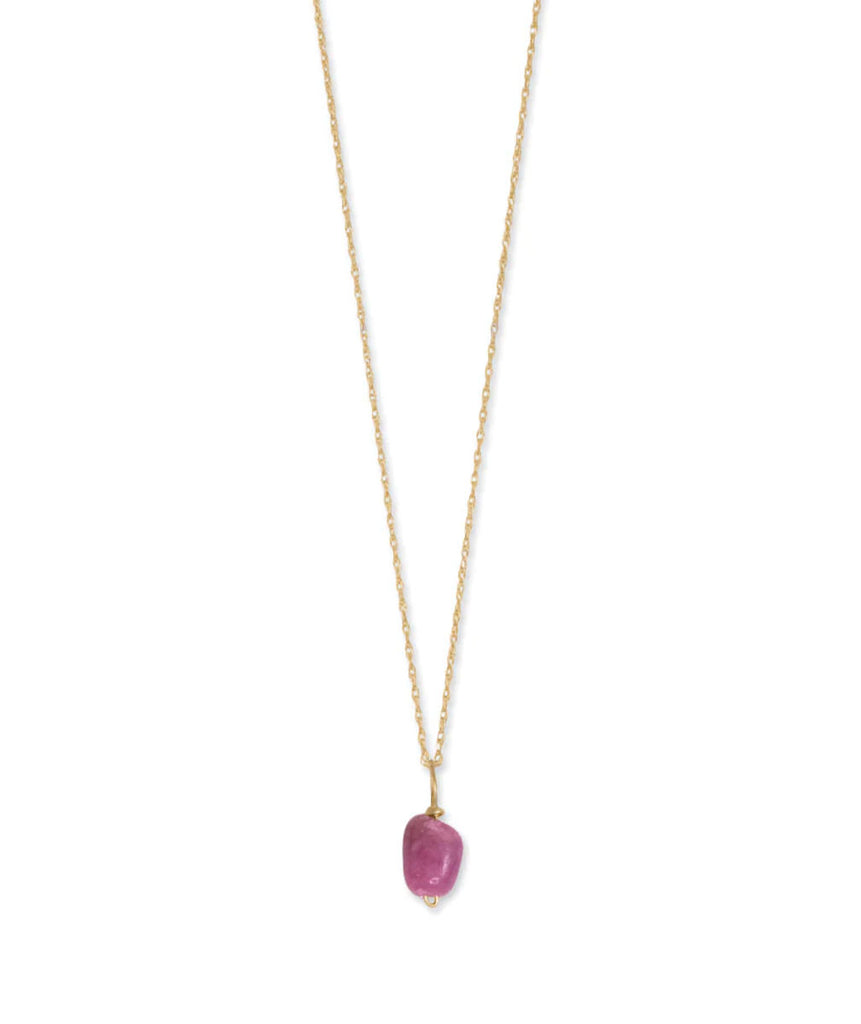 14k Yellow Gold Birthstone Necklace with Ruby - July