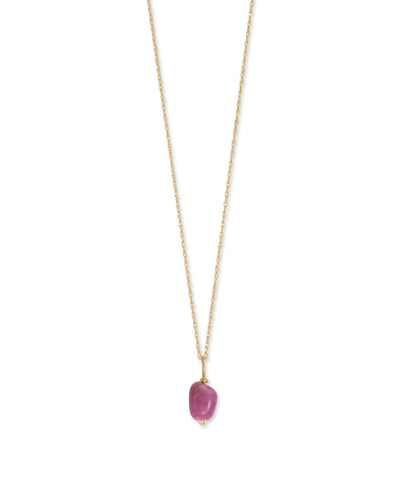 14k Yellow Gold Birthstone Necklace with Ruby - July
