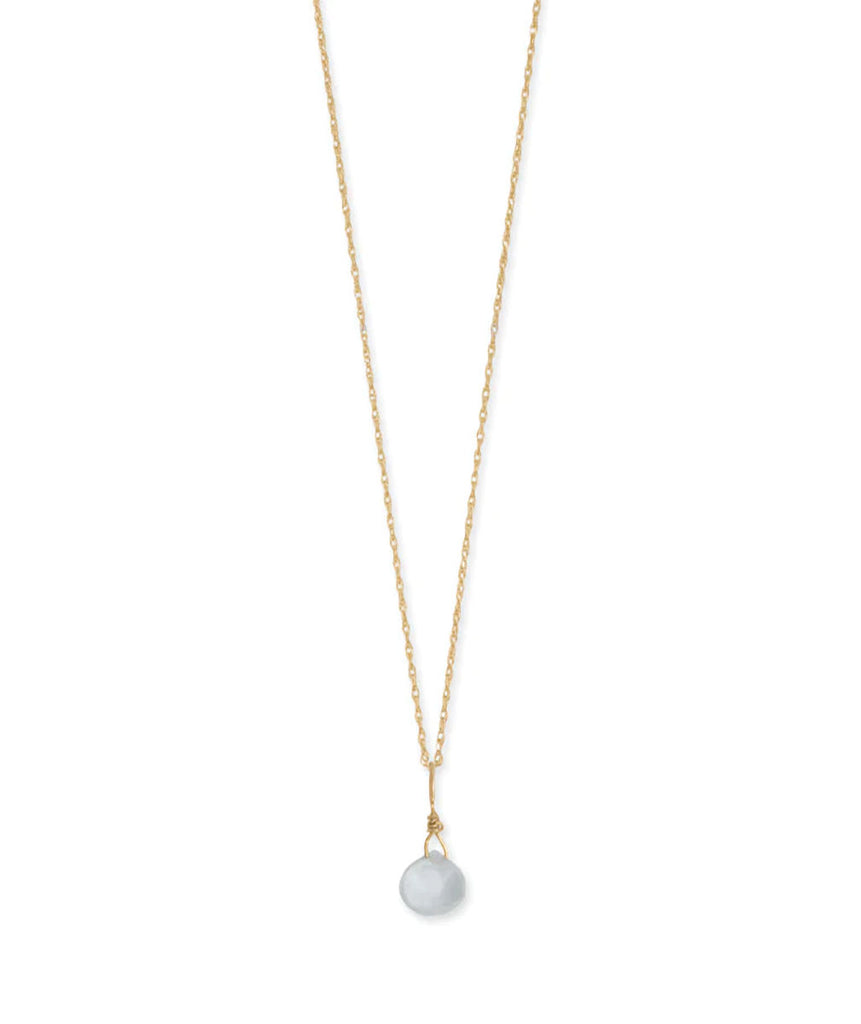 14k Yellow Gold Birthstone Necklace with Aquamarine - March