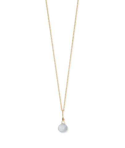 14k Yellow Gold Birthstone Necklace with Aquamarine - March
