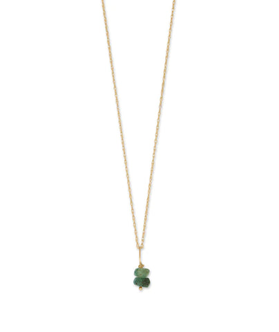 14k Yellow Gold Birthstone Necklace with Emerald - May