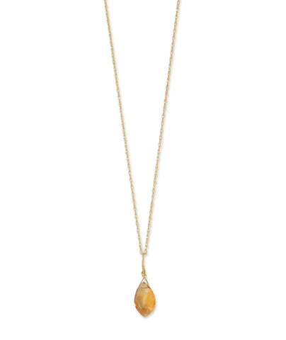 14k Yellow Gold Birthstone Necklace with Citrine - November