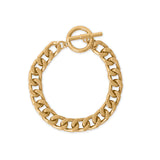 Gold Tone Curb Chain Toggle Bracelet 10.5mm Width