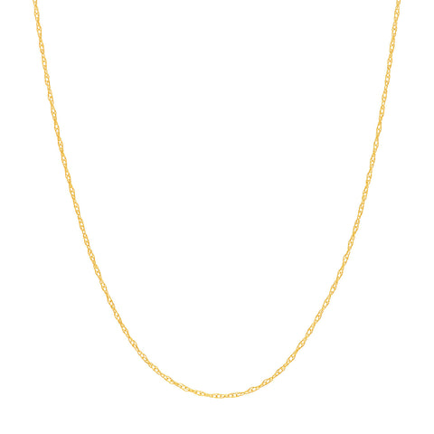 10k Yellow Gold Rope Chain Necklace 0.6mm, 18-inch Length
