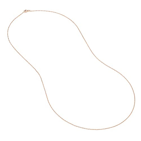 10k Rose Gold Rope Chain Necklace 0.6mm, 18-inch Length