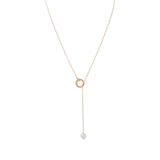 Cultured Freshwater Pearl Necklace Y-style Lariat 14k Yellow Gold