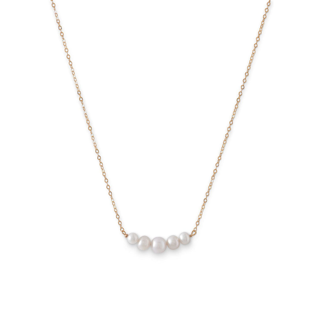 Bar Cultured Freshwater Pearl Necklace 14k Yellow Gold