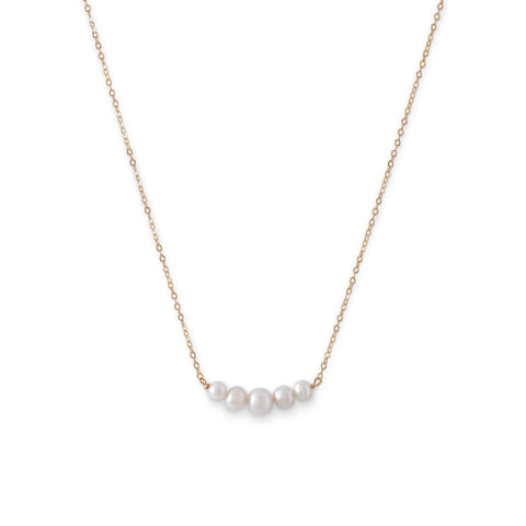 Bar Cultured Freshwater Pearl Necklace 14k Yellow Gold