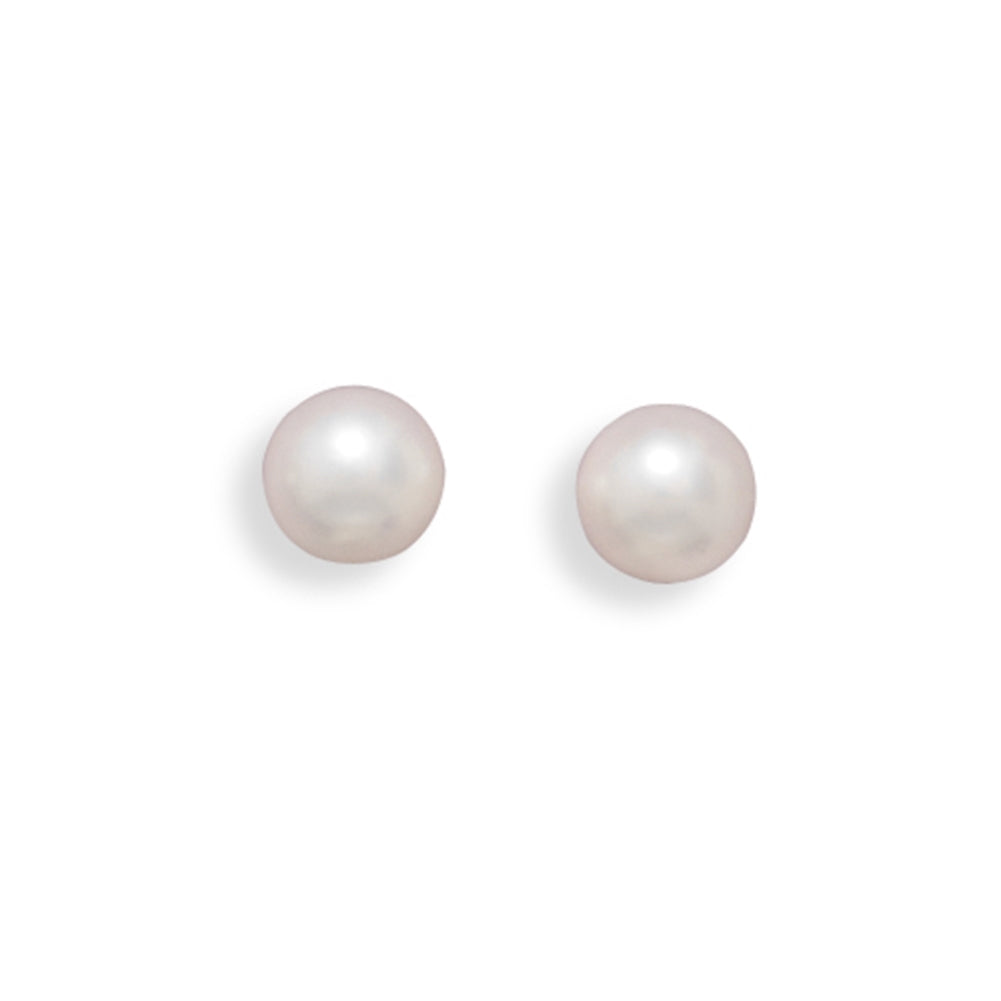 Akoya Cultured Pearl Stud Earrings 14k White Gold Post
