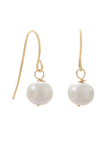 Dangling 14k Yellow Gold Cultured Freshwater Pearl Earrings