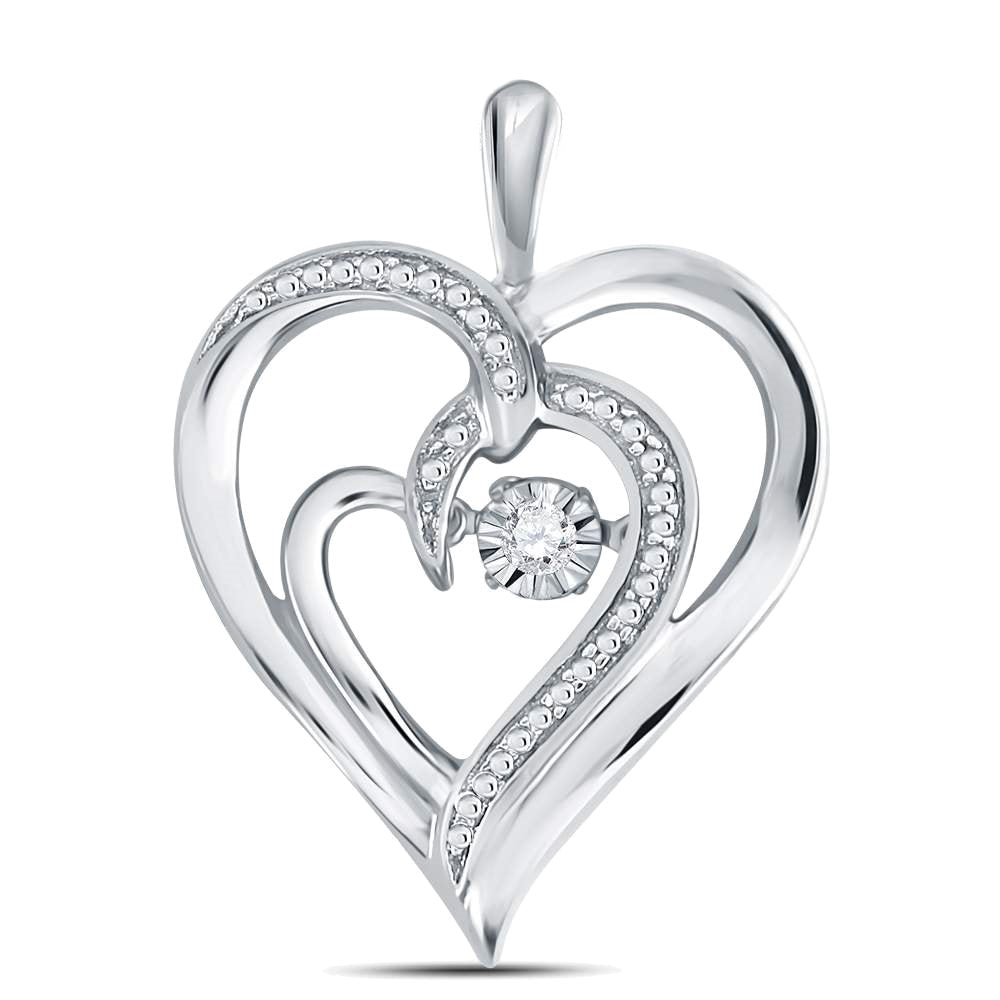 Diamond Heart Twinkle Pendant .03 CTW Rhodium on Sterling Silver