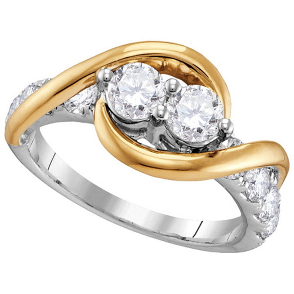 Hearts Together Diamond Ring 14k Two-tone Gold 1/2 CTW 14 Diamonds