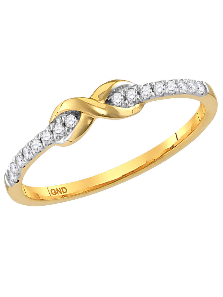 10k Yellow Gold Diamond Stackable Infinity Design Band Ring .11 CTW