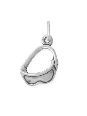 Ski Goggles Charm 3D Oxidized Sterling Silver