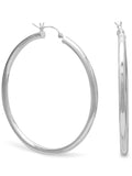 Extra Extra Large 50mm x 3mm Round Tube Sterling Silver Hoop Earrings