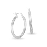 Medium Large 3mm x 30mm Round Tube Sterling Silver Hoop Earrings