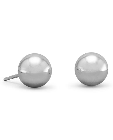 Solid Ball 8mm Post Stud Earrings Sterling Silver