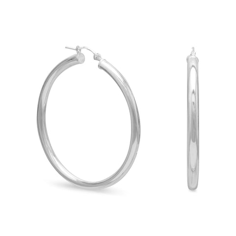 Sterling Silver Hoop Earrings 3x40mm