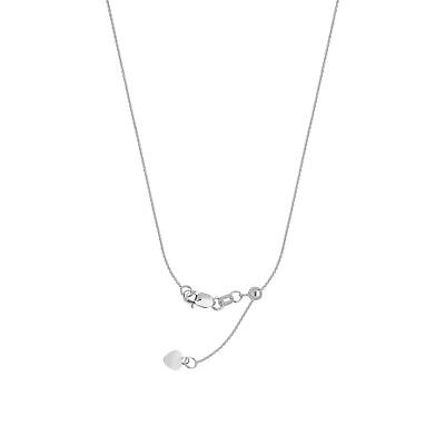 Adjustable Cable Chain .9mm Adjust to 22 inches Rhodium on Sterling Silver